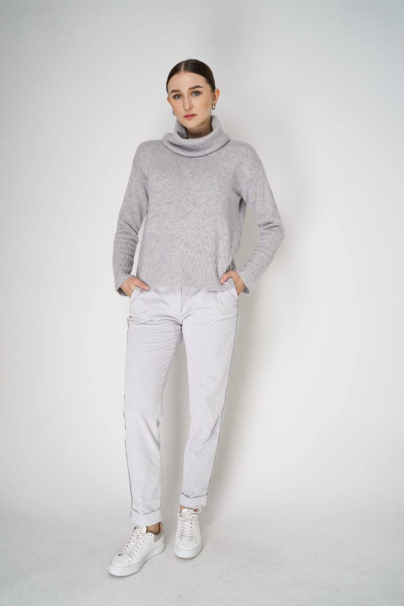 Tonet Corduroy Pants with Lurex Details at the Waist in Light Grey Vancouver. Shop Online or in Store.