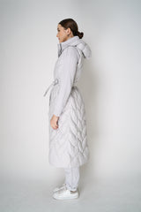 Tonet Padded Maxi Vest with Knitted Details in Ice Grey