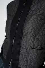 Tonet Nylon Padded and Knit Bomber Jacket in Black