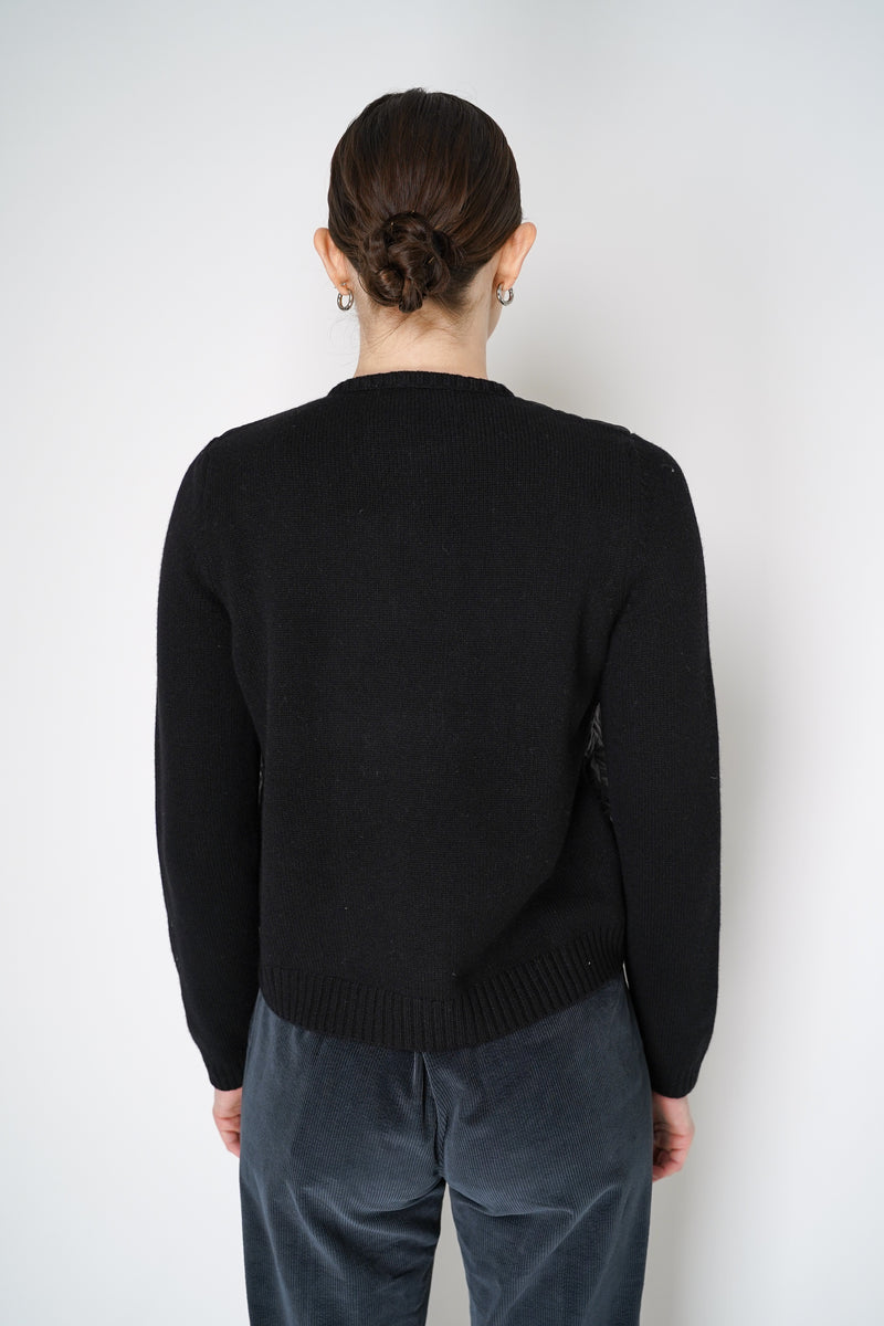 Tonet Nylon Padded and Knit Bomber Jacket in Black