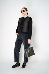 Tonet Nylon Padded and Knit Bomber Jacket in Black