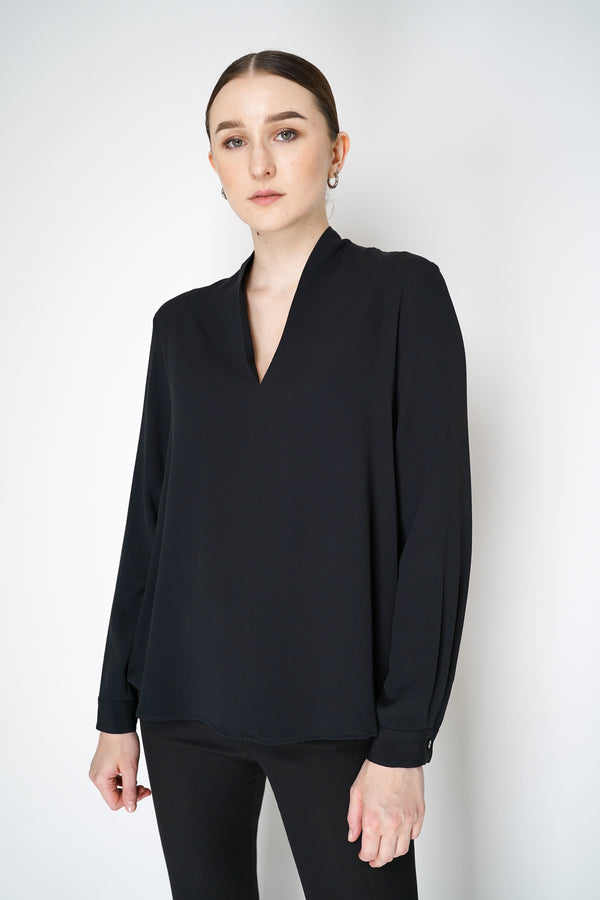 Antonelli Anker Silk Crepe Long Sleeve Blouse in Black Vancouver. Shop Online or in Store. 