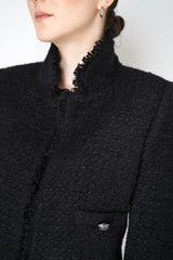 Tonet Wool Tweed Jacket with Fringe Trims in Black Vancouver. Shop Online or in Store.