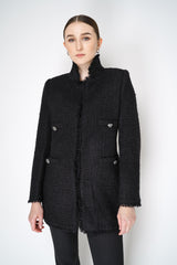 Tonet Wool Tweed Jacket with Fringe Trims in Black Vancouver. Shop Online or in Store.