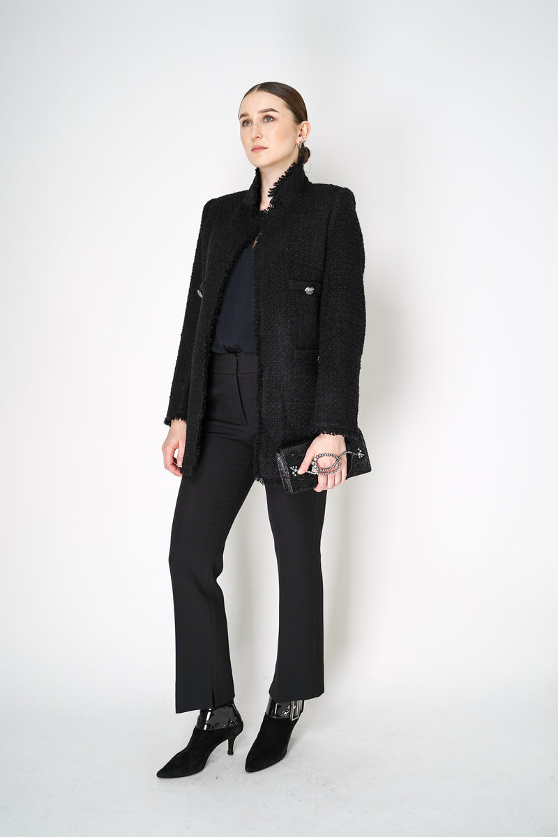 Tonet Wool Tweed Jacket with Fringe Trims in Black Vancouver. Shop Online or in Store.