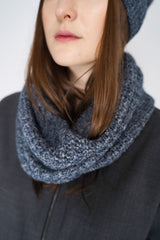 Herno Knitted Alpaca Neck Sleeve Infinity Scarf in Blue-Grey Mix Vancouver. Shop Online or in Store. 