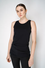 Peter O. Mahler Casual Round Neck Lyocell-Cotton Jersey Tank Top in Black Vancouver. Shop Online or in Store.