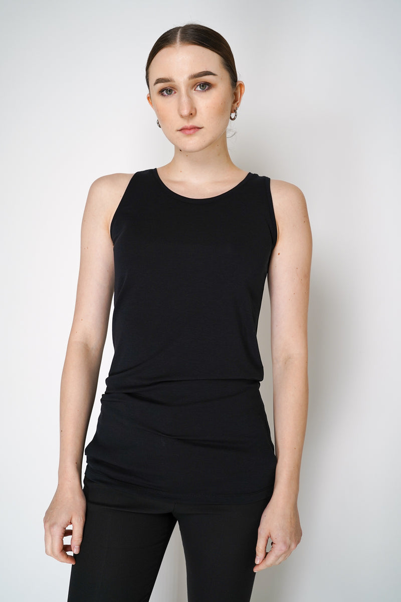 Peter O. Mahler Casual Round Neck Lyocell-Cotton Jersey Tank Top in Black Vancouver. Shop Online or in Store.