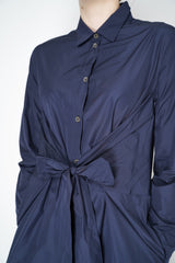 Peter O. Mahler Taffeta Shirt Dress with Tie Front in Navy Vancouver. Shop Online or in Store.