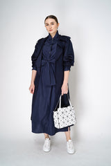 Peter O. Mahler Taffeta Shirt Dress with Tie Front in Navy Vancouver. Shop Online or in Store.