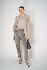 Tonet Corduroy Pants with Lurex Details at the Waist in Taupe Vancouver. Shop Online or in Store.