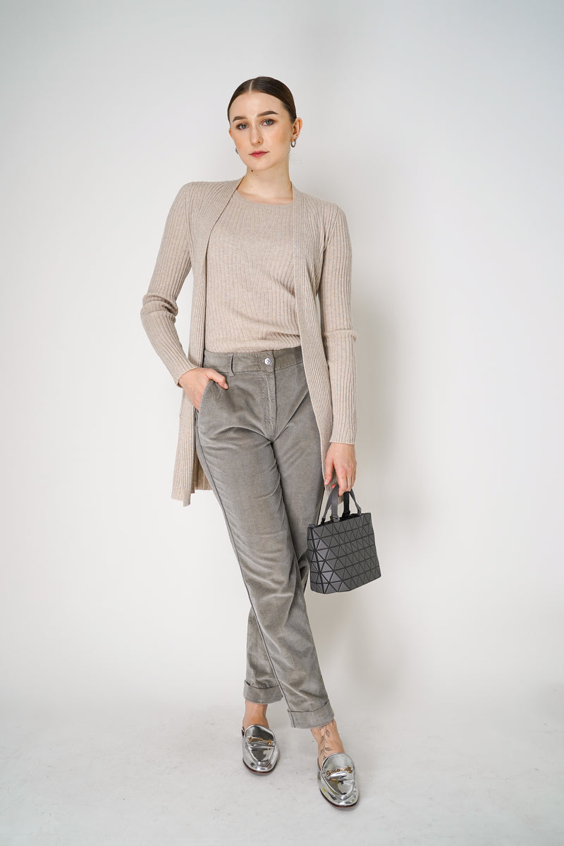 Tonet Corduroy Pants with Lurex Details at the Waist in Taupe Vancouver. Shop Online or in Store.