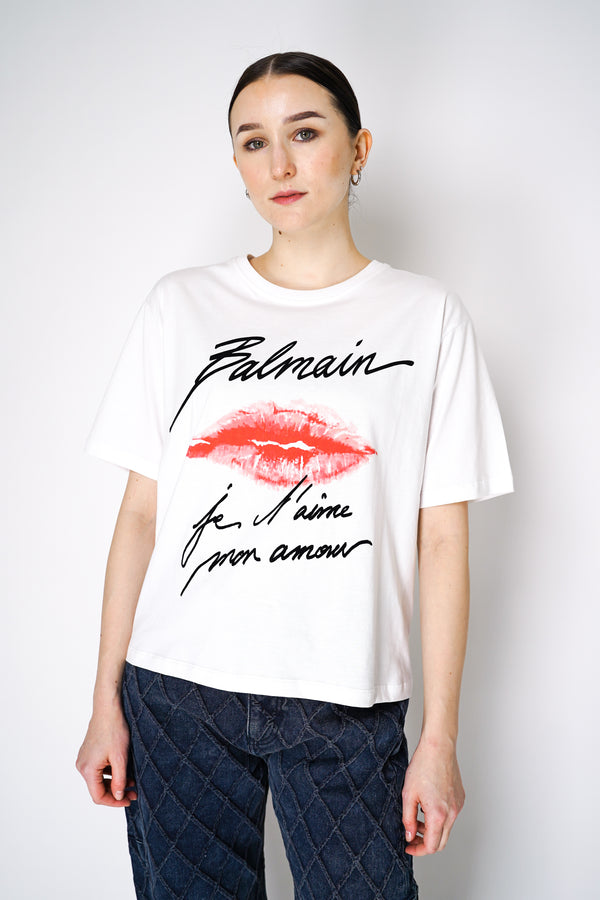 Balmain Je T'aime Graphic T-shirt in Kiss Print Vancouver. Shop Online or in Store.