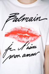 Balmain Je T'aime Graphic T-shirt in Kiss Print Vancouver. Shop Online or in Store.