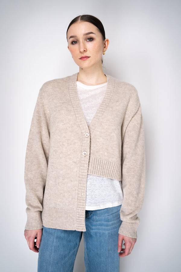 Dorothee Schumacher Merino Cashmere Blend Asymmetric Cardigan in Oat