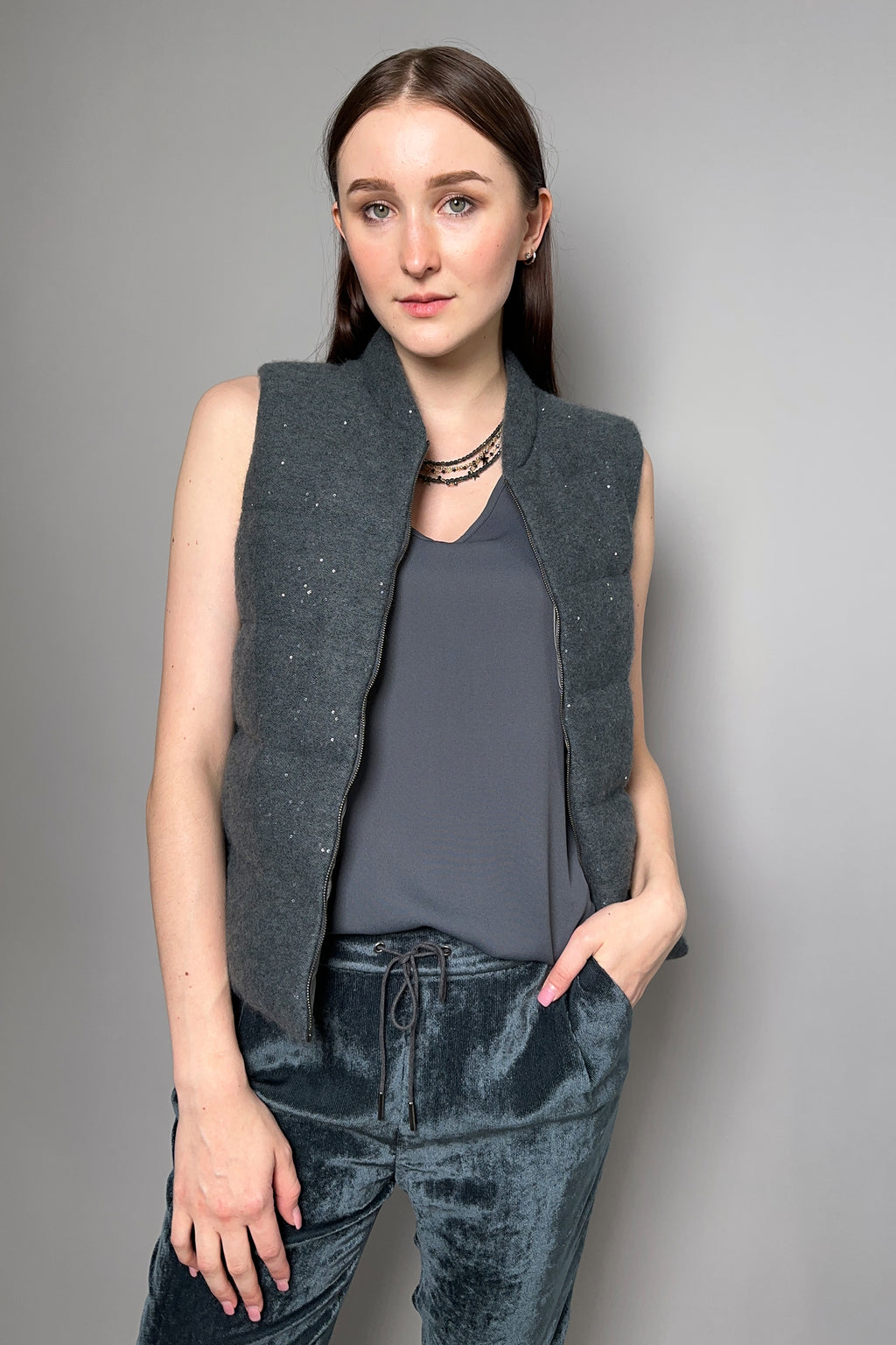 Fabiana Filippi V-neck cashmere vest - Grey