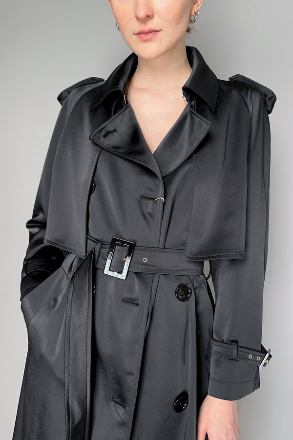 Herno Satin Trench Coat in Black Vancouver. Shop Online or in Store.