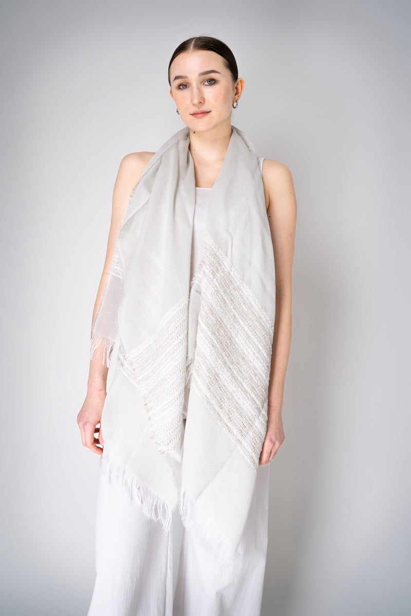 Lorena Antoniazzi Silk Blend Scarf with Lurex Details in Icy Platinum