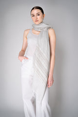 Lorena Antoniazzi Silk Blend Scarf with Lurex Details in Icy Platinum