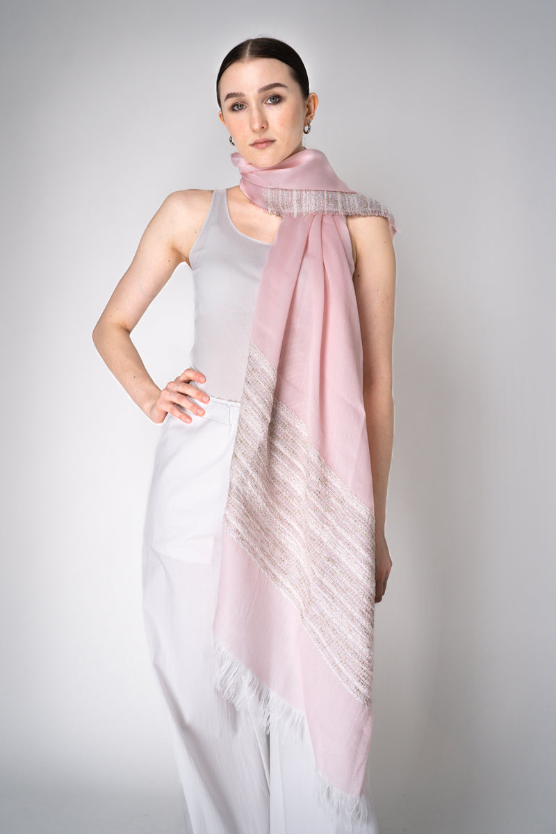 Lorena Antoniazzi Silk Blend Scarf with Lurex Details in Pink