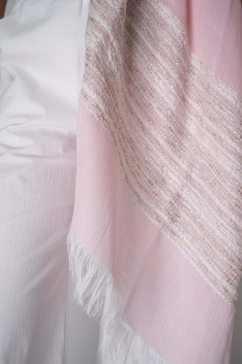 Lorena Antoniazzi Silk Blend Scarf with Lurex Details in Pink