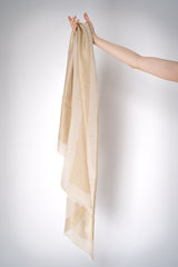 Lorena Antoniazzi Viscose Blend Satin Pinstripe Sequin Scarf in Beige