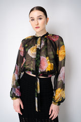 Dolce & Gabbana Silk Chiffon Floral Blouson Blouse