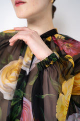 Dolce & Gabbana Silk Chiffon Floral Blouson Blouse