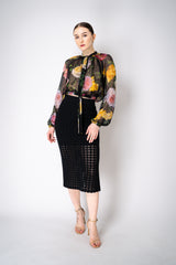 Dolce & Gabbana Silk Chiffon Floral Blouson Blouse