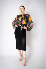 Dolce & Gabbana Silk Chiffon Floral Blouson Blouse