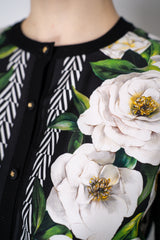 Dolce & Gabbana Silk Cardigan with Floral Jacquard Front