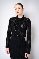 Dolce & Gabbana Double Breasted Stretch Crochet Jacket in Black