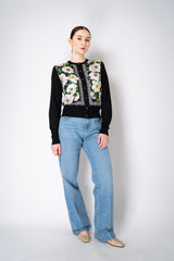 Dolce & Gabbana Silk Cardigan with Floral Jacquard Front