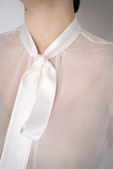 Dolce & Gabbana Silk Chiffon Pussy-Bow Blouse in White