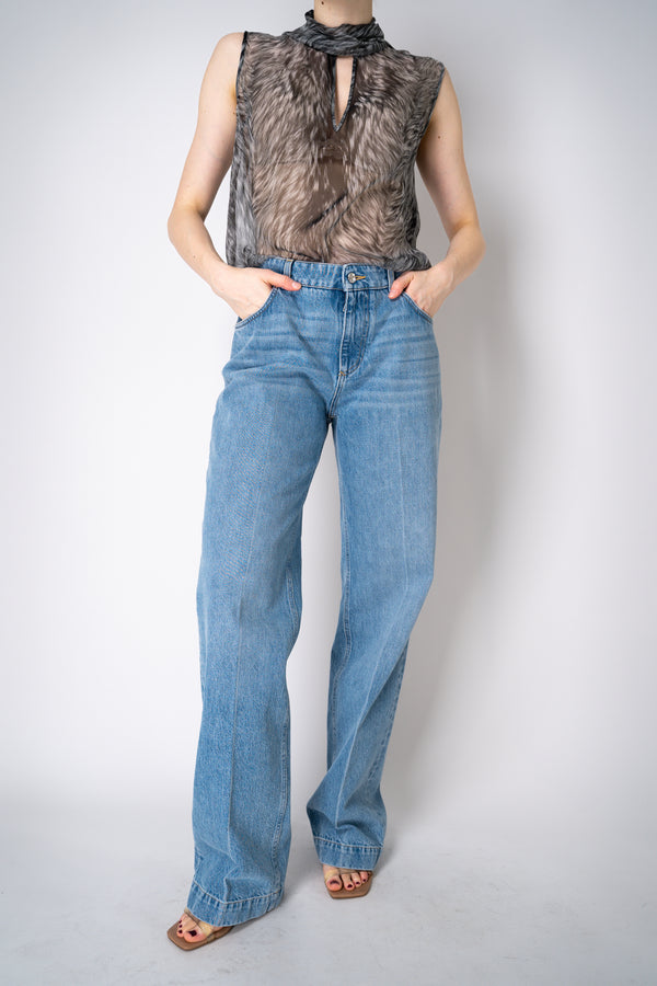 Dolce & Gabbana Loose Denim Jeans with Pressed Pleat