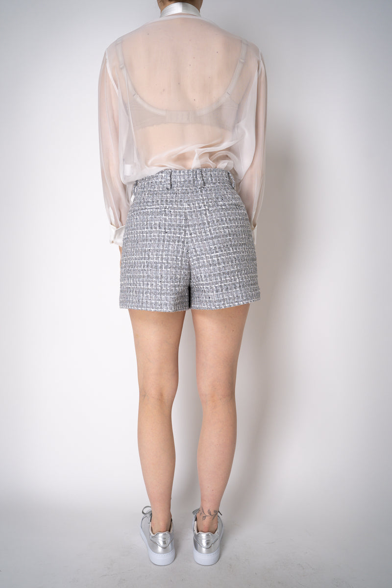 Dolce & Gabbana Tweed Bouclé Shorts in Silver