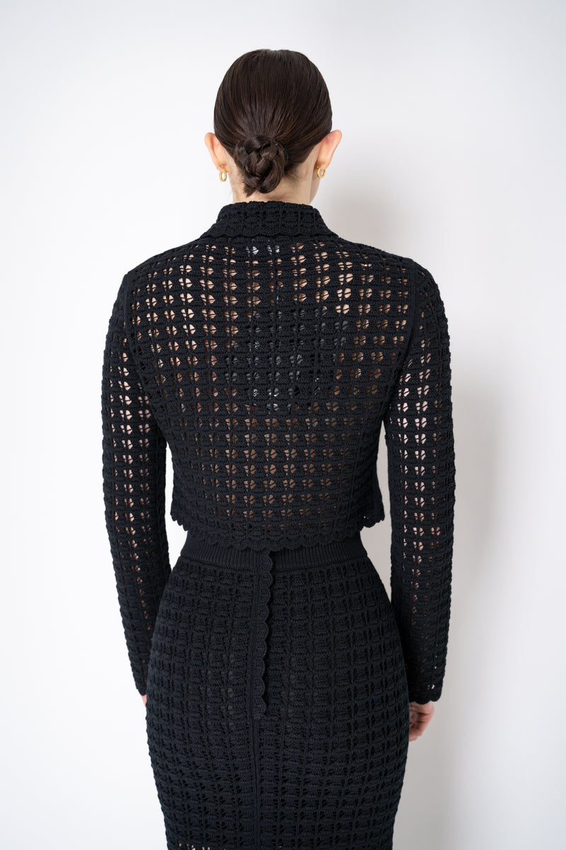 Dolce & Gabbana Double Breasted Stretch Crochet Jacket in Black