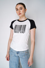 Moschino Organic Cotton Barcode T-shirt in White and Black