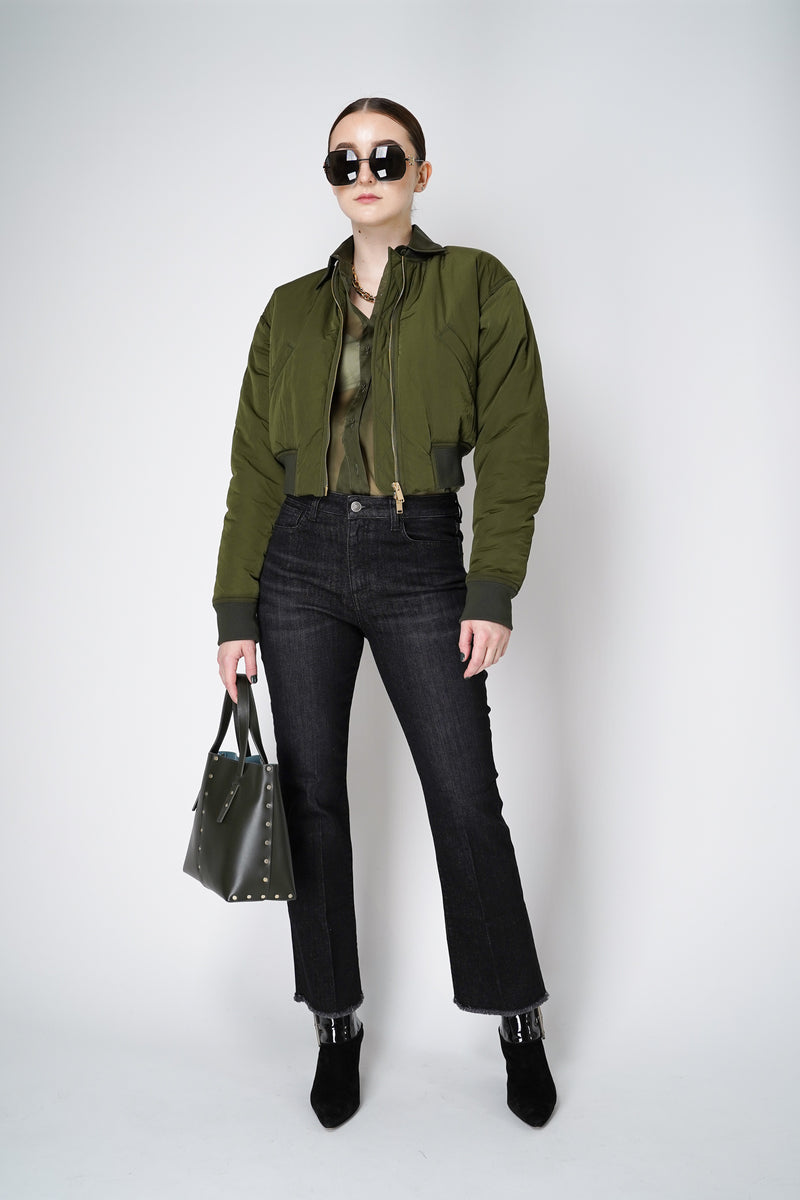 Fabiana Filippi Padded Cropped Bomber Jacket in Loden Green Vancouver. Shop Online or in Store.