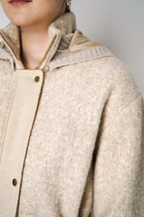 Lorena Antoniazzi Alpaca Wool Coat with Detachable Hood in Beige Melange Vancouver. Shop Online or in Store.