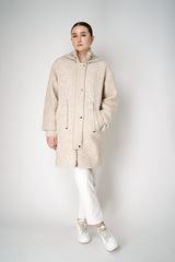 Lorena Antoniazzi Alpaca Wool Coat with Detachable Hood in Beige Melange Vancouver. Shop Online or in Store.