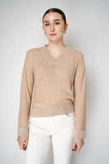 Lorena Antoniazzi Sequined Knitted Pullover in Camel Gold Vancouver. Shop Online or in Store.