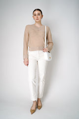 Lorena Antoniazzi Sequined Knitted Pullover in Camel Gold Vancouver. Shop Online or in Store.