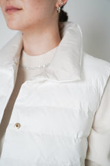 Lorena Antoniazzi Padded Vest with Knitted Collar Patch in Off-White Vancouver. Shop Online or in Store.