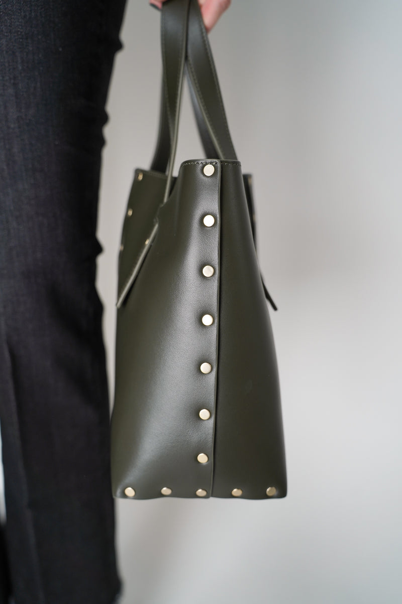 Fabiana Filippi Mini Leather Tote Bag in Loden Green Vancouver. Shop Online or in Store. 