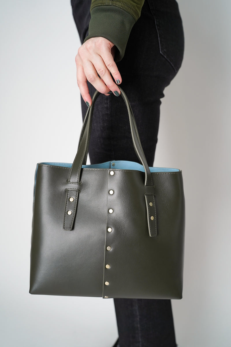 Fabiana Filippi Mini Leather Tote Bag in Loden Green Vancouver. Shop Online or in Store. 