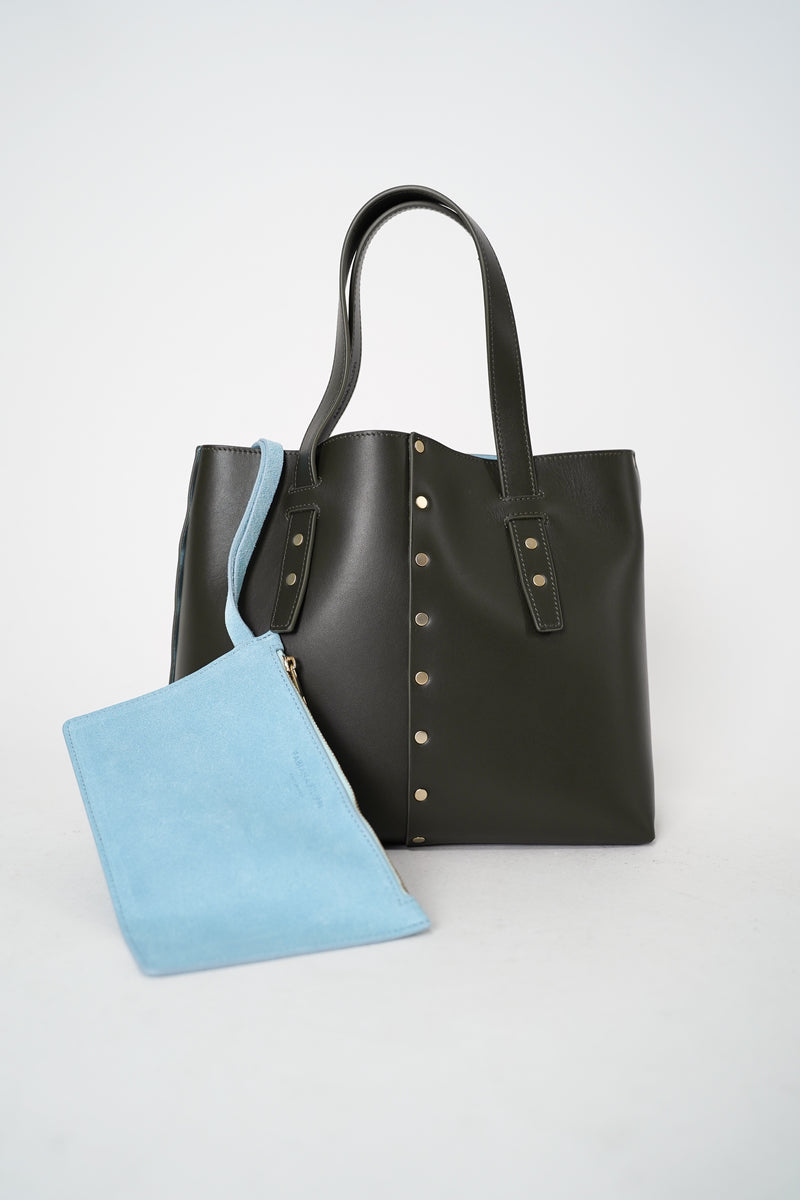 Fabiana Filippi Mini Leather Tote Bag in Loden Green Vancouver. Shop Online or in Store. 