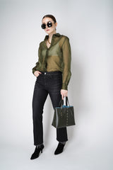 Fabiana Filippi Mini Leather Tote Bag in Loden Green Vancouver. Shop Online or in Store. 