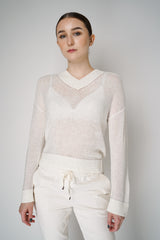 Lorena Antoniazzi Sequined Knitted Pullover in Off-White Vancouver. Shop Online or in Store.