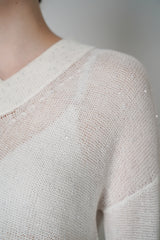 Lorena Antoniazzi Sequined Knitted Pullover in Off-White Vancouver. Shop Online or in Store.